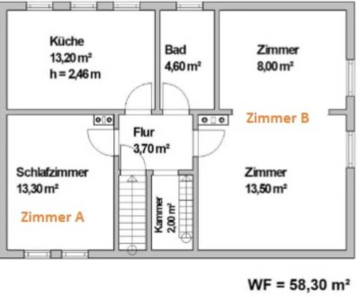 1-Zimmer (A) in 3er WG an ruhige Studentinnen/Frauen zu vermieten