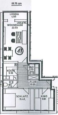 3 Zi. Whg - ca. 70 m² - Loggia - ohne Aufzug - Mögeldorf