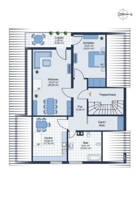 Großzügige 2-ZKB Wohnung mit West-Loggia, Einzelgarage und Stellplatz, in Großaitingen kaufen