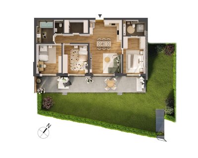 Hochwertige 4-Zimmer Neubau-Gartenwohnung HW02