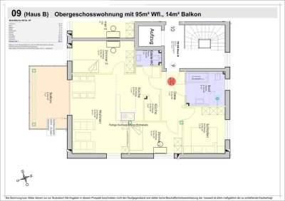 Sofort fertig! 95m² Obergeschosswohnung mit XXL Balkon, Abstellraum & Gäste WC (09)