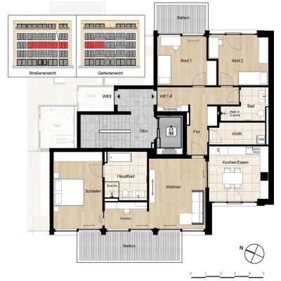 4-Zimmer-Neubauwohnung im 2. OG (WE 7-8) ALTERNATIVER GRUNDRISS