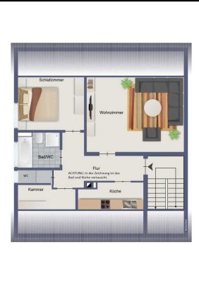 Vollständig renovierte Wohnung mit zwei Zimmern und Einbauküche in Pforzheim