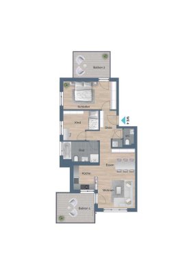 Moderne 3,5-Zimmer-Wohnung im Neubau – Ihr neues Zuhause im Obergeschoss in Alfdorf! Wohnung Nr. 12