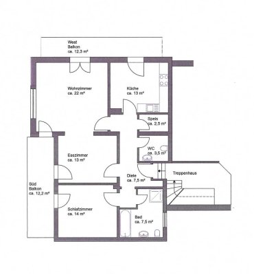 Ruhige und sonnige 2,5 Zimmer Wohnung mit zwei Balkone