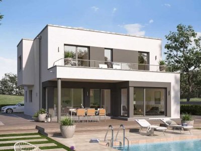 Innovatives Traumhaus im Bauhausstil -  großer Balkon - Grundstück verfügbar