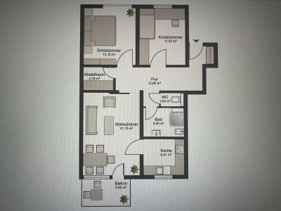 Sonnige 4,5 Zimmerwohnung mit Tiefgaragenstellplatz