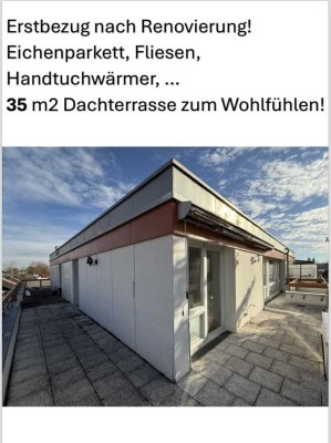 Helle, frisch renovierte 80m2 Wohnung mit 3 Zimmern und schöner Dachterrasse