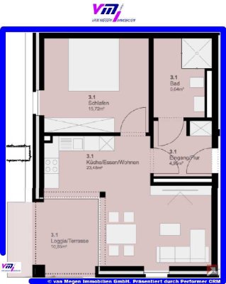 -Neubau- 2-Zimmerwohnung mit Terrasse zu vermieten