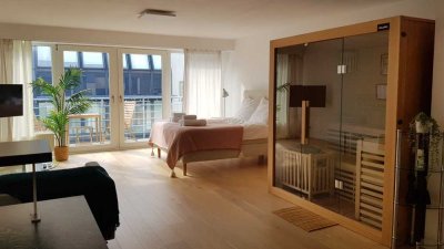 Möblierte 1-Raum-Wohnung mit Sauna, Einbauküche und Tiefgaragenstellplatz