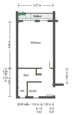 1-Zimmer Wohnung möbliert 32 qm in Bad Nauheim