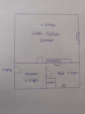 ANFRAGESTOP! Teilrenovierte 1-Raum-Wohnung (Eurasburg- Ortsteil Herrnhausen) ab 01.03.25