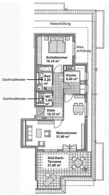 Provisionsfreie 2-Zi-Dachgeschoss-Wohnung (Penthouse)