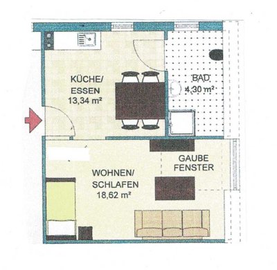 Helle 1, 1/2-Zi.-Wohnung im Großraum 88361 Altshausen / Kreis Ravensburg