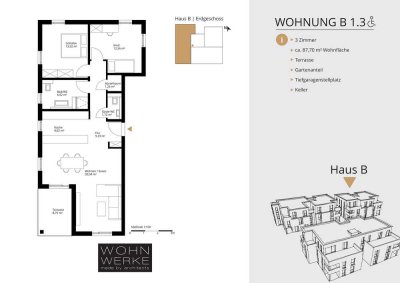 Whg B 1.3. - 3 Zimmer - Erdgeschoss mit ca. 156 m² Gartenanteil - barrierefrei