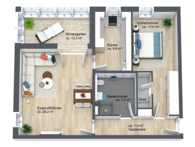 ZUGREIFEN! - 3 Zimmer Wohnung altersgerecht mit Wintergarten und Aufzug WE03