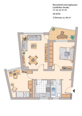 Gut geschnittene 3-Zimmer-Wohnung mit Balkon