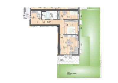 Erdgeschosswohnung mit sonnigem 122 m2 Eigengarten und 3,16 m2 Keller