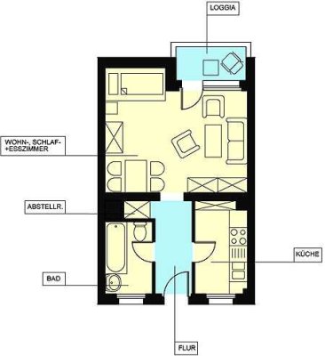 Kleine 1-Zimmer-Wohnung mit Balkon