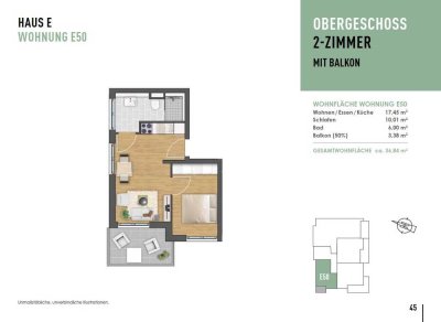 2 Zimmer mit schönem Balkon