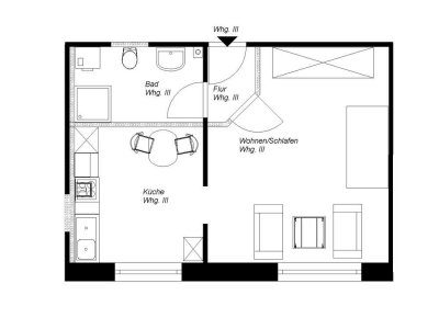 Gepflegte 2-Raum-Wohnung möbliert