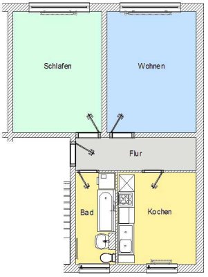 kleine kuschlige 2 Raumwohnung