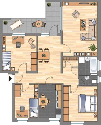 Gepflegte 4-Zimmerwohnung inkl. Balkon