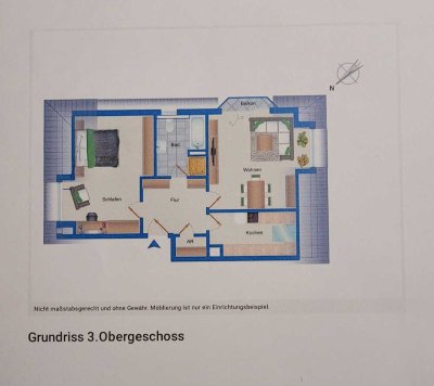 Vollständig modernisierte 2-Zimmer-Wohnung mit Balkon