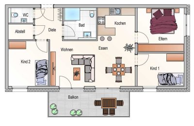 4-Zimmerwohnung Nr. 10, KfW 40 QNG zinsgünstige Darlehen und Steuervorteile.