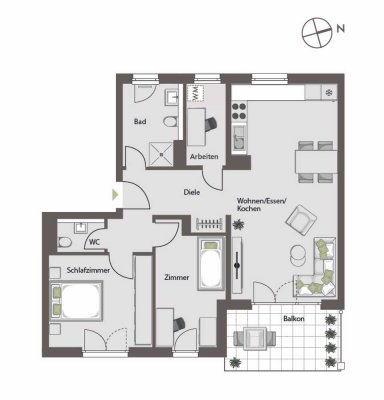 Erstbezug! Provisionsfrei! Attraktive 3,5-Zimmer-Wohnung mit Balkon und Einbauküche