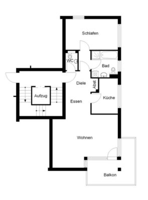 Exklusive, gepflegte 2-Zimmer-Hochparterre-Wohnung mit Balkon und Einbauküche in Bielefeld