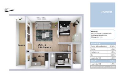 Modern möbliertes Apartment in AUDI-Nähe mit Loggia