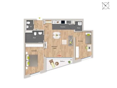 Moderne 3-Zi-Wohnung im Grünen - WE1/412