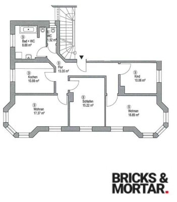 VIER Zimmer Wohnung im 2.OG vermietet, saniert mit  94 m²