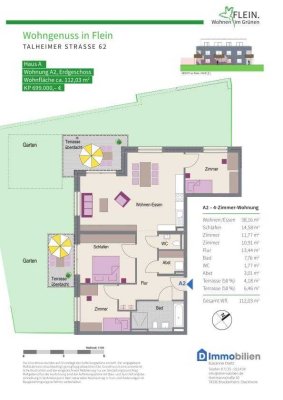 4 Zimmer Wohnung mit 2 Terrassen ,großem Garten,2 WC 's und Abstellraum