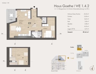 Haus Goethe: Lichtdurchflutet und modern: Ihre 2,5-Zimmer-Maisonette-Wohnung im Herzen der Stadt