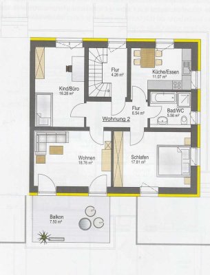 Kernsanierte 3 Zi.-Wohnung im 1.OG mit großem überdachten Balkon