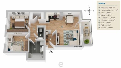 Altbau-Etagenwohnung im 2. OG, TOP 5, befristet vermietet!