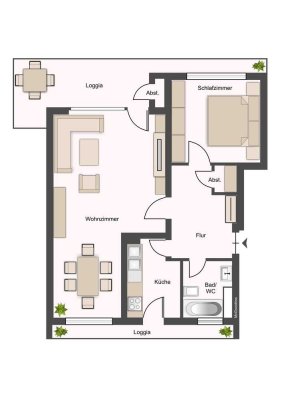 Großzügig geschnittene 2-Zimmerwohnung