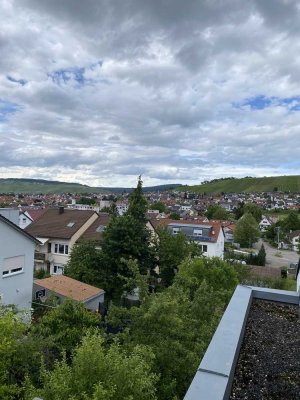 Schöne Dachgeschosswohnung mit zwei Zimmern sowie Balkon und Einbauküche in Weinstadt-Beutelsbach