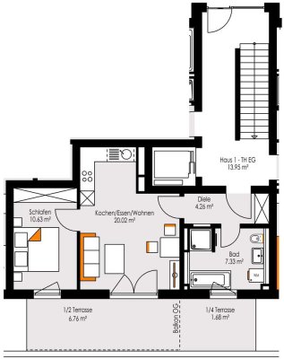 NEUBAU!Klein aber fein auf 50 qm! Kapitalanlage! 2-Zi-Wohnung im EG! EFFIZIENZHAUS 55!  Whg-Nr. 2