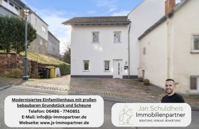 Provisionsfrei! Modernisiertes Einfamilienhaus mit großem bebaubaren Grundstück und Scheune