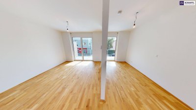 ERSTBEZUG IN GRAZ - REININGHAUSSTRASSE: Modernes Wohnen in einer attraktiven Umgebung in Graz - 38,22 m² - 2 Zimmer im Erdgeschoß &amp; Balkon &amp; Eigengarten &amp; Kellerabteil! Gleich Besichtigungstermin vereinbaren!