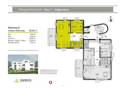 2-Zimmer Erdgeschosswohnung mit Gartenanteil und Terrasse, exklusiv am Stadthafen gelegen.