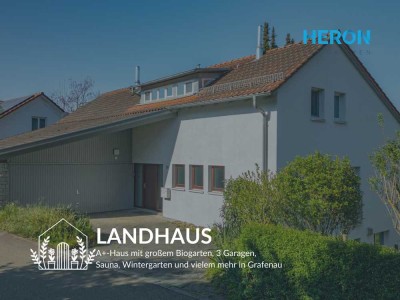 LANDHAUS - A+-Haus mit großem Biogarten, 3 Garagen, Sauna, Wintergarten und vielem mehr in Grafenau