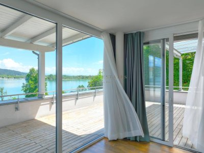 SEEWOHNUNG mit 65 QM XXL Seeblickterrasse &amp; Strandbereich - Klagenfurt Nähe