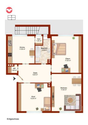 Geräumige 3 Zimmer EG-Wohnung Nähe FH/Hermges Obj.nr V2206