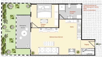 Hochwertige, einzugsbereite 2 Zimmerwohnung mit Wintergarten und EBK in Mörfelden