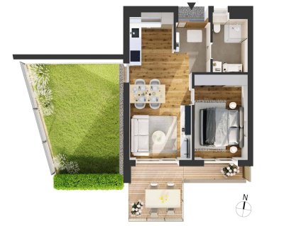 Hochwertige 2-Zimmer Neubau-Gartenwohnung (W05)