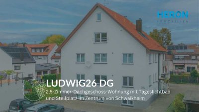 2,5-Zimmer-Dachgeschoss-Wohnung mit Tageslichtbad und Stellplatz im Zentrum von Schwaikheim